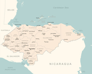 Honduras - detailed map with administrative divisions country.