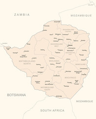 Zimbabwe - detailed map with administrative divisions country.