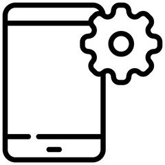mobile tel contact setting cog gear wheel simple line