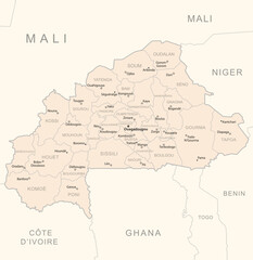 Burkina Faso - detailed map with administrative divisions country.