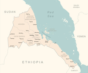 Eritrea - detailed map with administrative divisions country.