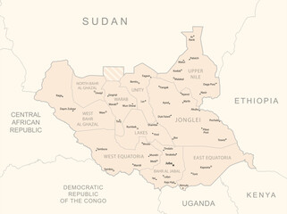 South Sudan - detailed map with administrative divisions country.