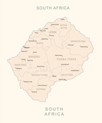 Lesotho - detailed map with administrative divisions country.