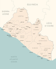 Liberia - detailed map with administrative divisions country.