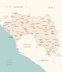 Guinea - detailed map with administrative divisions country.