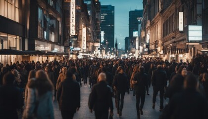 Obraz premium crowd of people walking on city street