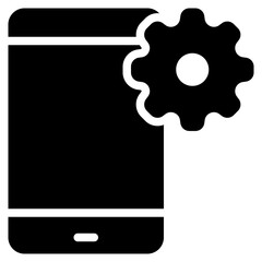 mobile tel contact setting cog gear wheel solid glyph