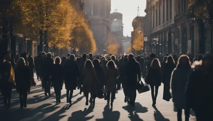 Foto op Plexiglas crowd of people walking on city street © Adi