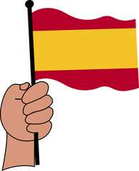 hand holding spain flag