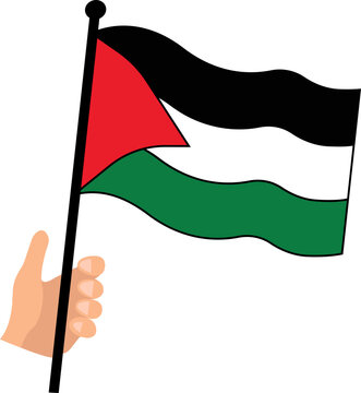 the Palestinian flag flies
