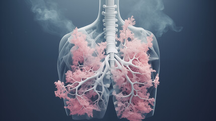 Graphic of lung with smoke cancer