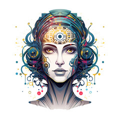 AI Symbols: Abstract, Futuristic Design Elements with Isolated Background for Technology, Innovation, Digital Art, and Smart Computing Concepts