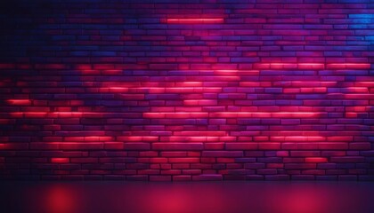 Neon light on brick walls that are not plastered background and texture.