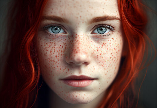 A woman with red hair and freckles.. AI Generated
