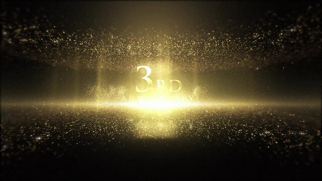 Happy 3rd Anniversary, luxury background with particles, gold particles, congratulations