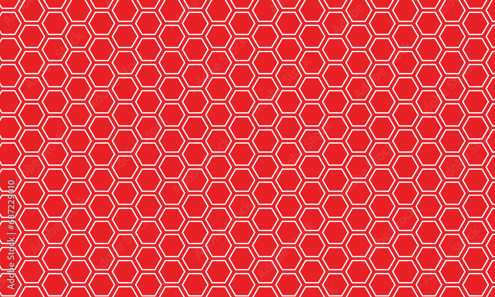 Poster abstract white hexagon pattern with red background.