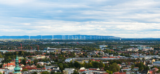 View of the town  Baden near Vienna from the city park. Austria - obrazy, fototapety, plakaty