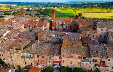 Aerial view of Torrita di Siena, Tuscany, Italy - obrazy, fototapety, plakaty