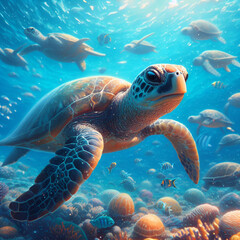 Fototapeta premium Tortuga en su ambiente