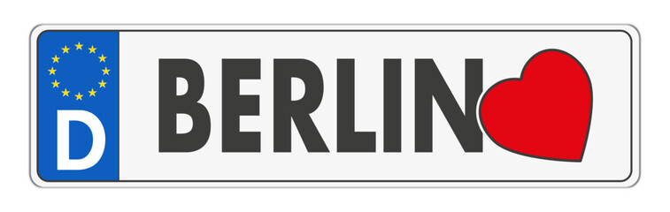 Ich liebe Berlin, Autonummernschild mit Herz