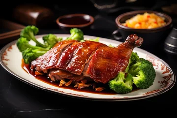 Poster a delicious dish of roasted duck in chineese style © urdialex