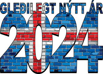 Happy New Year 2024 with Iceland flag inside - Illustration,
2024 HAPPY NEW YEAR NUMERALS - obrazy, fototapety, plakaty