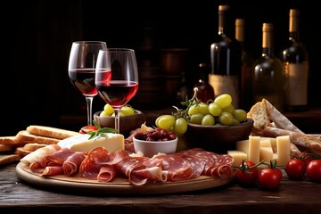 Christmas still life with wine and