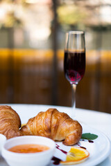 Croissant and prosecco