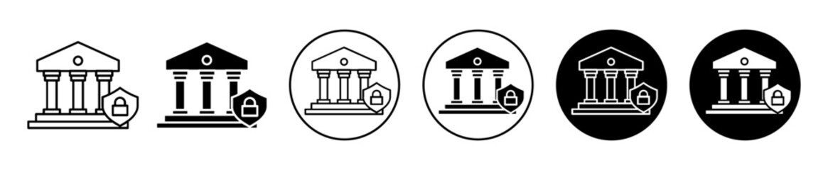 State Security icon. government or parliament building security system symbol set. Federal bank center or state administration office security service vector line logo