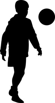 silhouette boy with ball vector