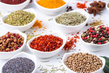 Assorted various spices, various herbs and spices
