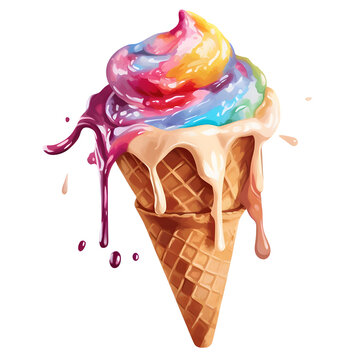 colorful ice cream on a png background