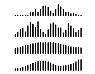 Sound wave or sound message. Set of music, podcast, radio shapes. Equalize graphics. Vector illustration. - obrazy, fototapety, plakaty