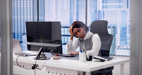 Unhappy African Office Lady Stressed