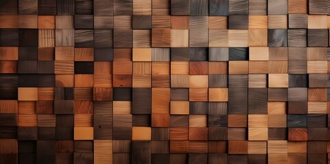 Wooden texture background, Seamless pattern of wooden cubes, Generative AI illustrations.