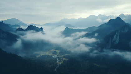 Foggy Mountain Landscape