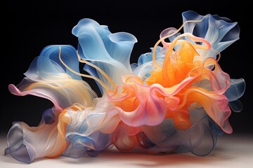 Organic forms morphing and intertwining in a spectrum of translucent hues, evoking a sense of dynamic growth.