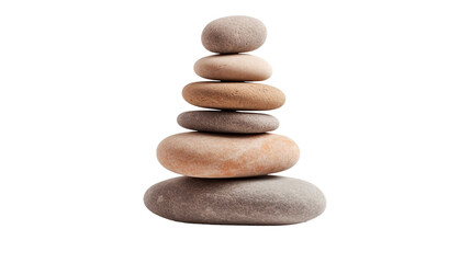 Fototapeta na wymiar Stack of zen stones isolated on transparent background, PNG image with background removed, Created with Generative Ai technology.