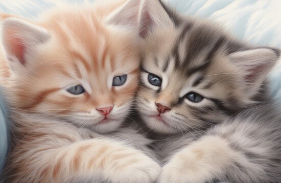 Two Kitten, lovely image for the Cat Lover. AI Generative