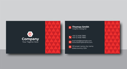 Red modern creative business card and name card horizontal simple clean template vector design