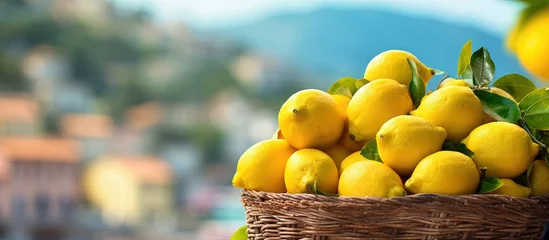 Fototapete Various types of lemons available at a farmer market in Taormina Sicily Italy Copy space image Place for adding text or design © HN Works