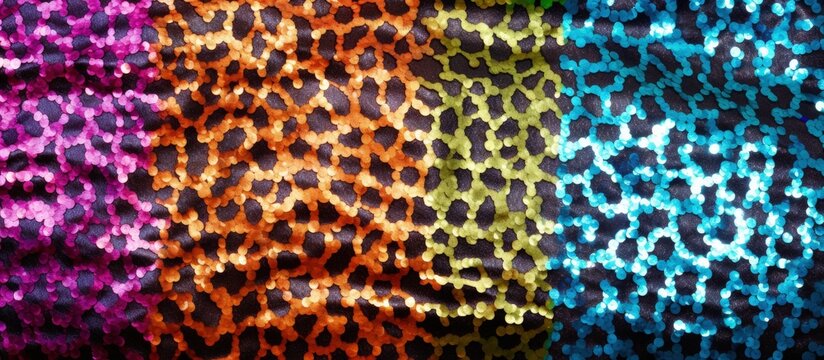 Various animal prints including leopard snake tiger crocodile and zebra adorn this colorful silk scarf Copy space image Place for adding text or design