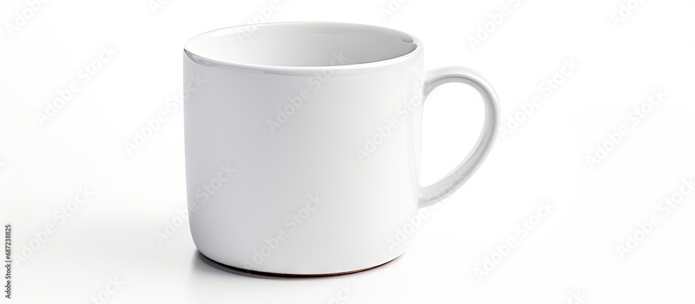 Aufkleber white coffee cup against white background copy space image place for adding text or design