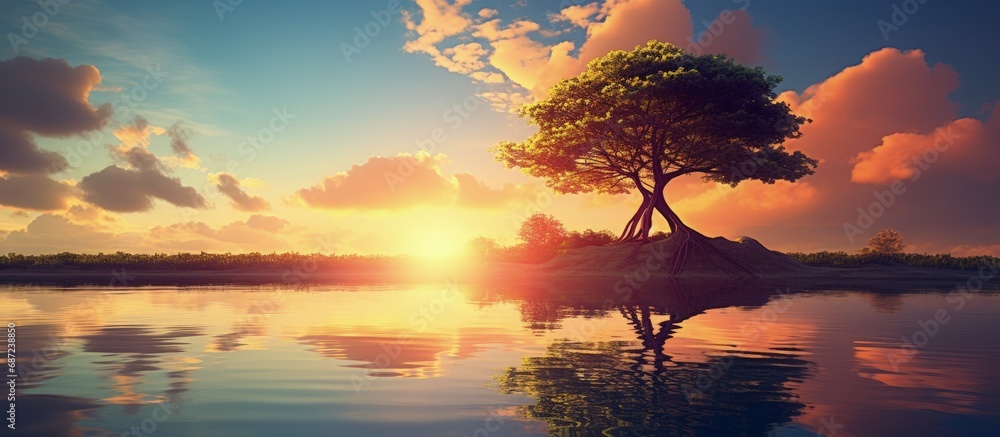 Poster sunset s natural arrangement copy space image place for adding text or design