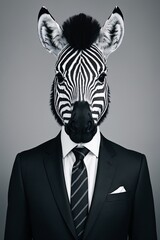 a zebra wearing a suit and tie