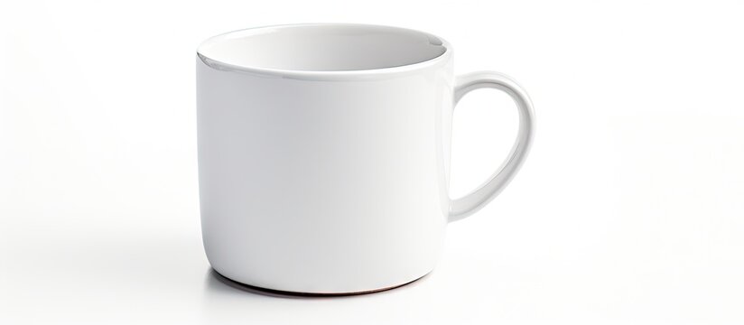 White coffee cup against white background Copy space image Place for adding text or design