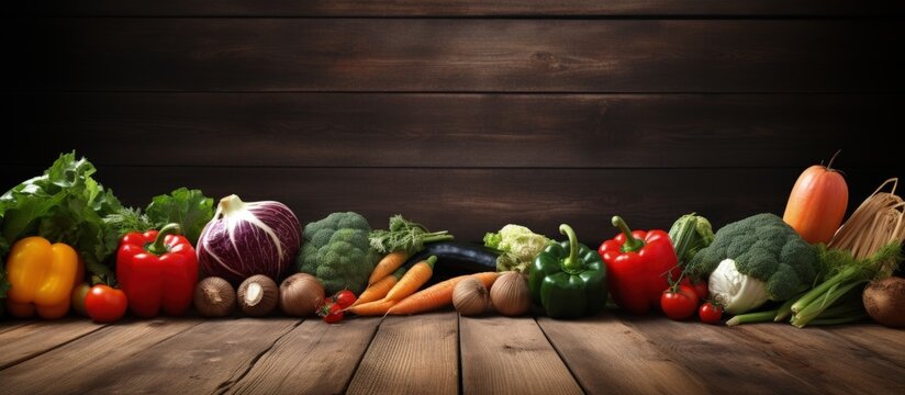 Wooden vegetables Copy space image Place for adding text or design