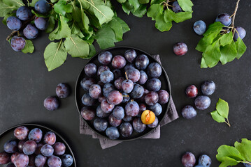 Fresh plums on plate