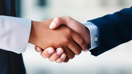 A handshake between two successful businessmen who seal a successful deal, business, finance, analytics, corporations, marketing with this gesture of friendship.