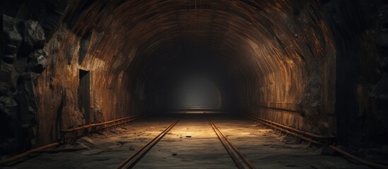 Tunnel with a track Copy space image Place for adding text or design - obrazy, fototapety, plakaty